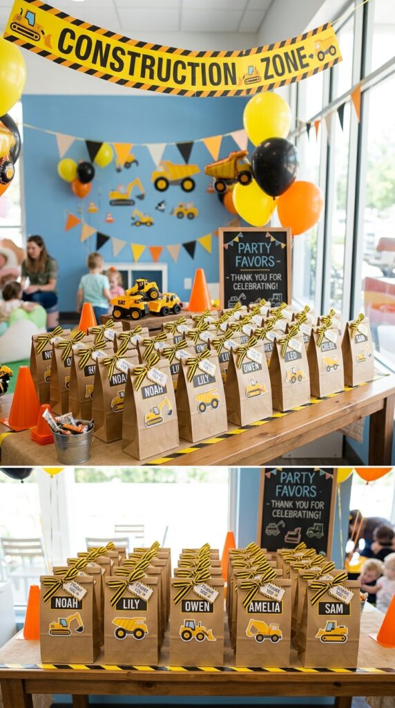 Construction party favor station setup