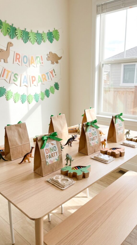 Dinosaur party favor bags for kids