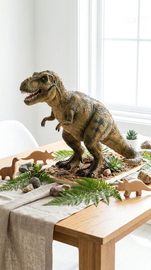 Dinosaur themed birthday cake for baby first birthday celebration