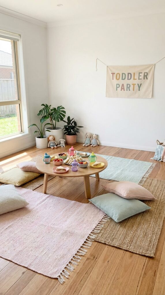 Toddler dinosaur picnic floor setup