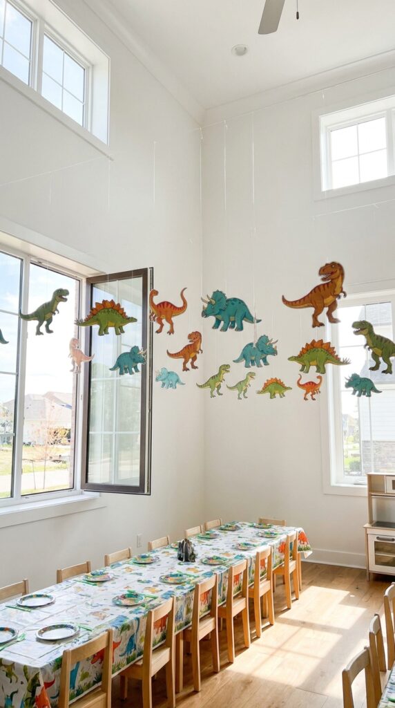 Hanging dinosaur paper decorations