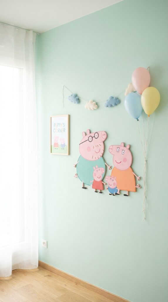 Minimal Peppa Pig DIY wall backdrop
