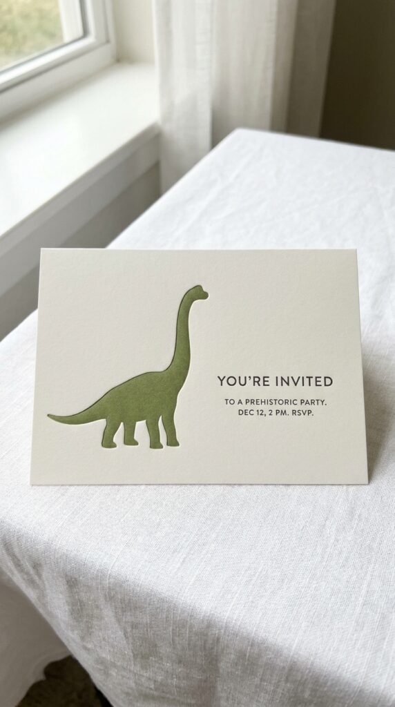 Minimalist dinosaur birthday invitation design