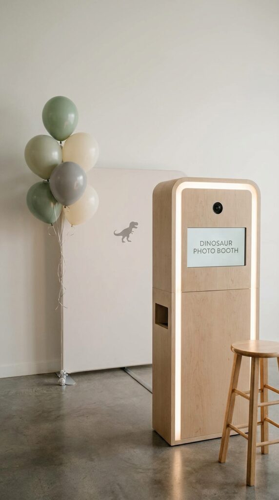 Minimal dinosaur photo booth backdrop