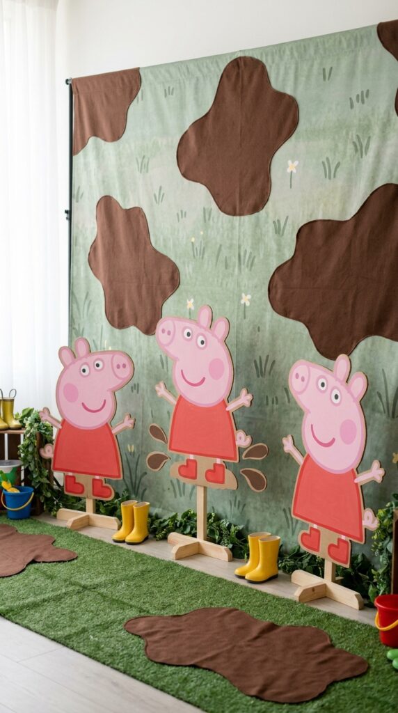 Muddy puddles Peppa Pig backdrop