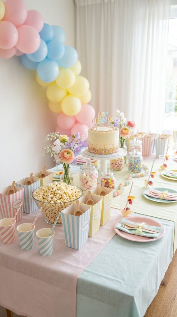 Popcorn served in themed party boxes