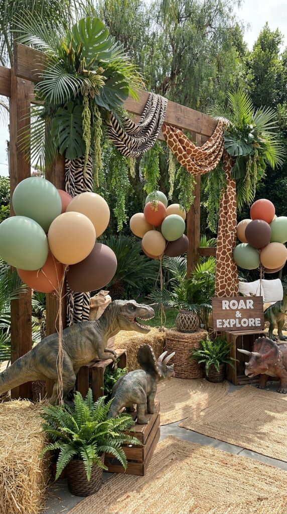 Safari dinosaur themed backdrop
