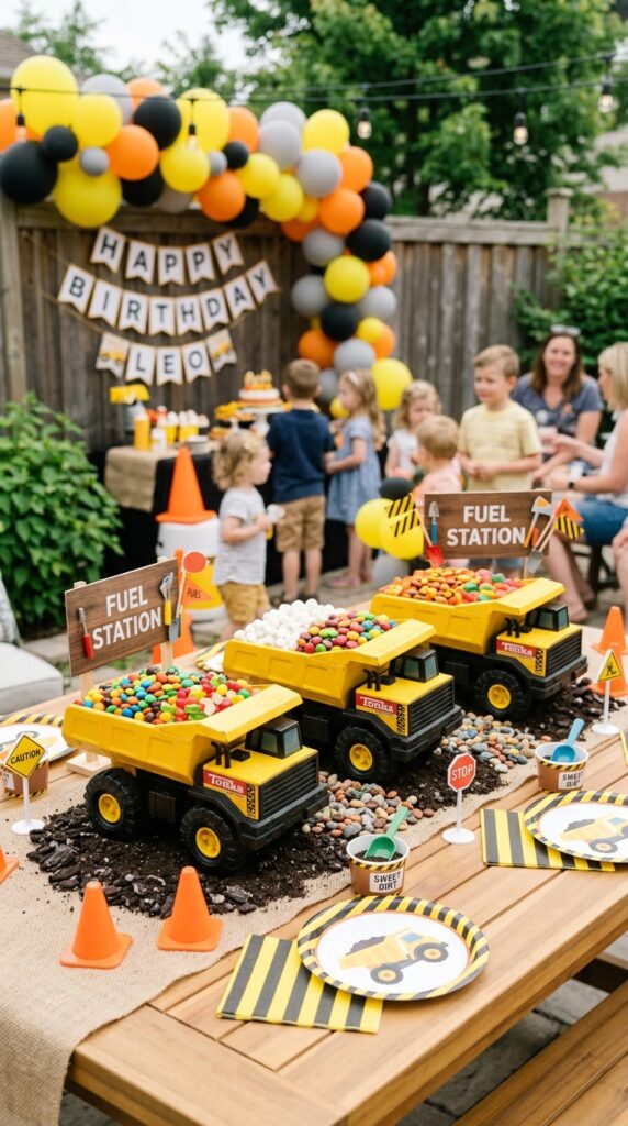 dump truck candy construction party favors
