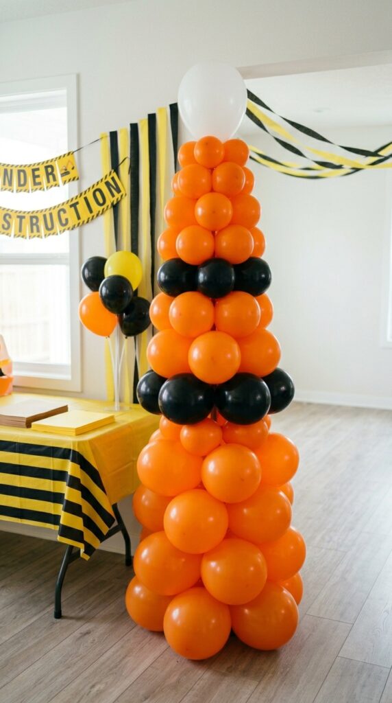 traffic cone balloon tower standing decoration for construction party