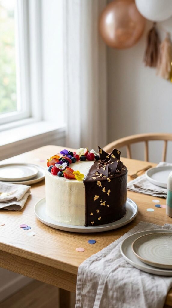 Upside Down mirror themed cake