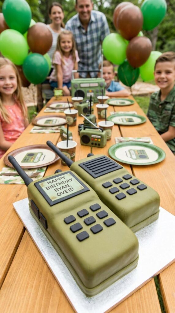 Walkie talkie themed Stranger Things cake