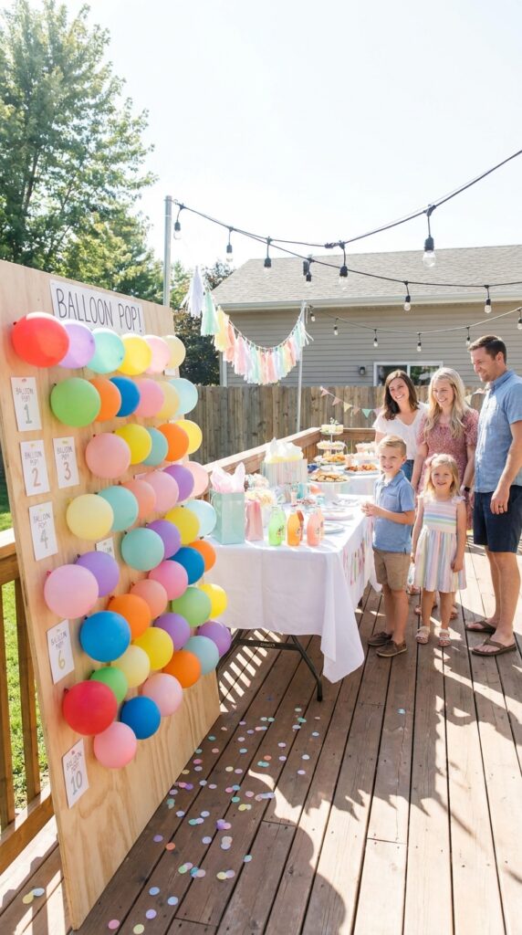 Balloon popping game setup at Stranger Things themed birthday party