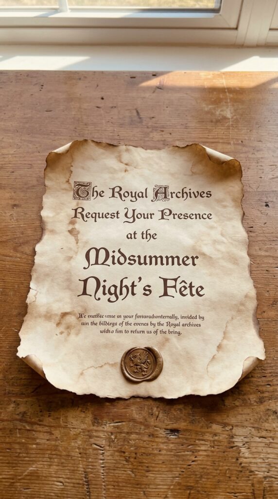 Dungeons and Dragons inspired Stranger Things birthday invitation written as a fantasy quest on vintage parchment paper