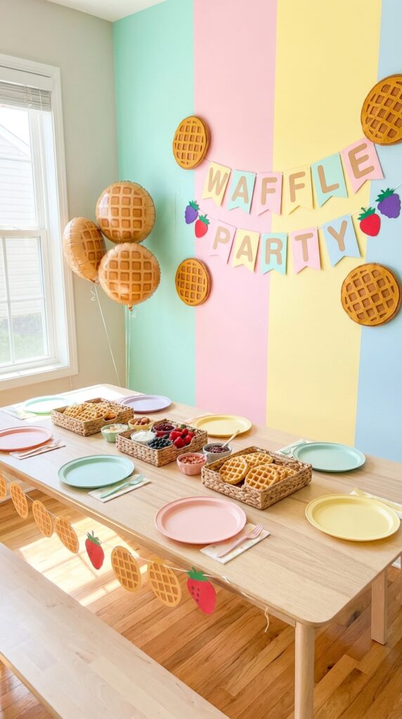 Eleven waffle themed birthday backdrop