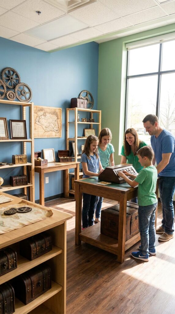 Kids participating in Stranger Things themed escape room challenge at party
