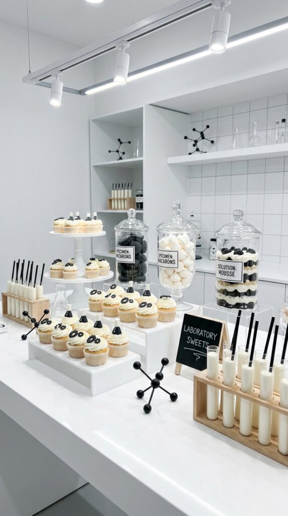 Hawkins Lab themed dessert table