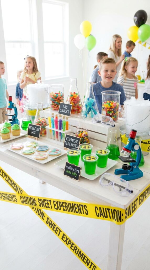 Hawkins lab themed dessert table
