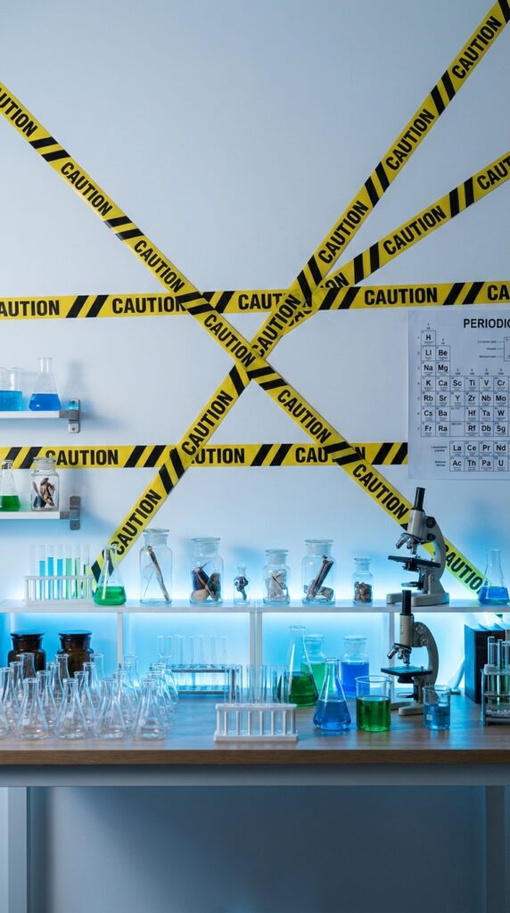 Hawkins lab themed birthday backdrop