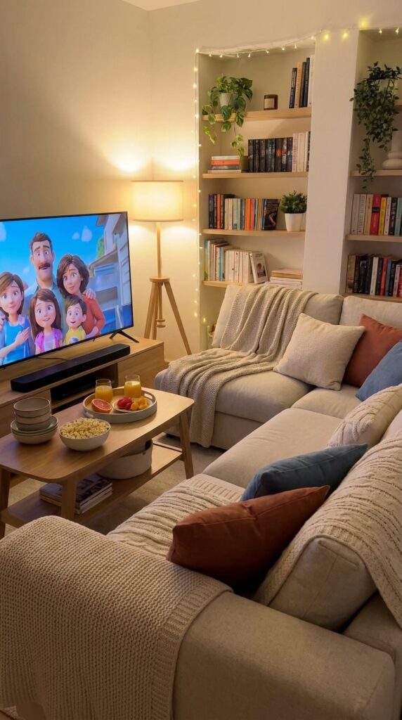 Stranger Things themed movie night setup