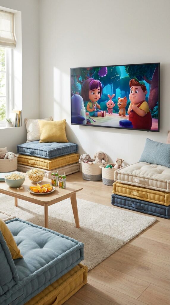 kids movie corner birthday party setup