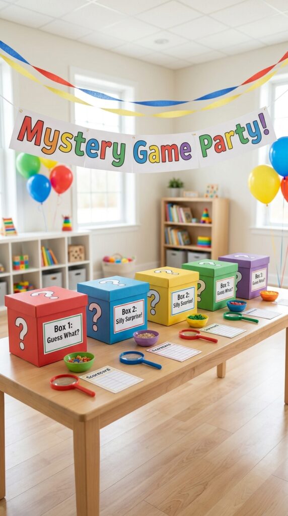 Mystery box party game setup