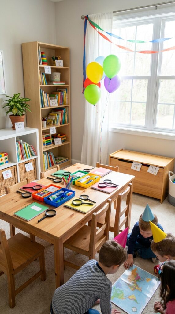 kids mystery hunt game zone birthday setup