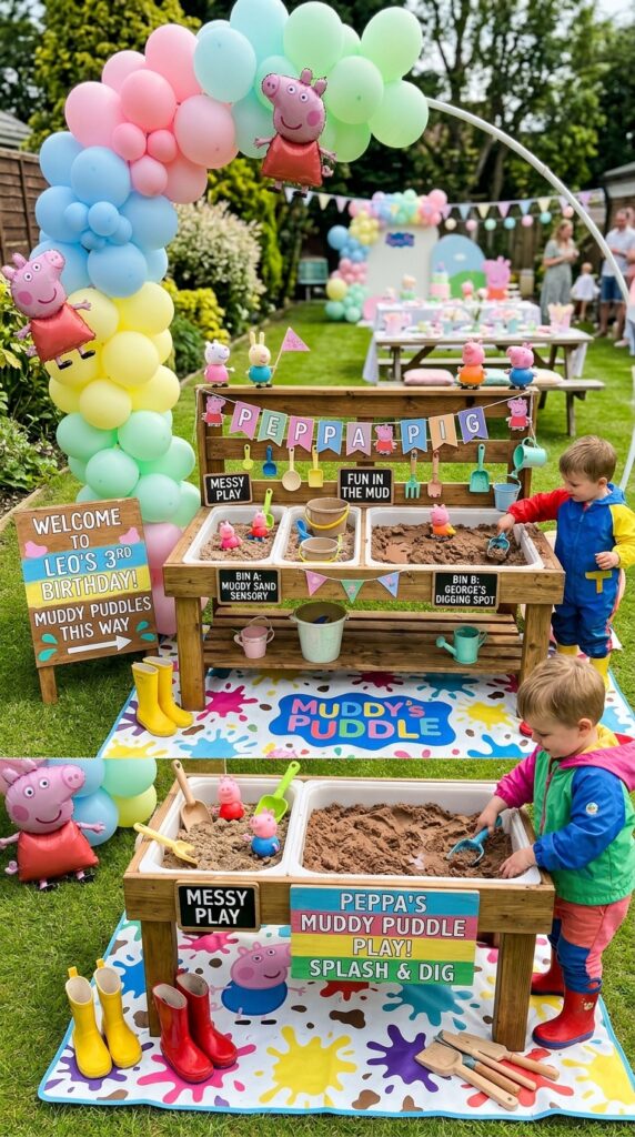 Peppa Pig muddy puddle play station with fun sensory activity setup