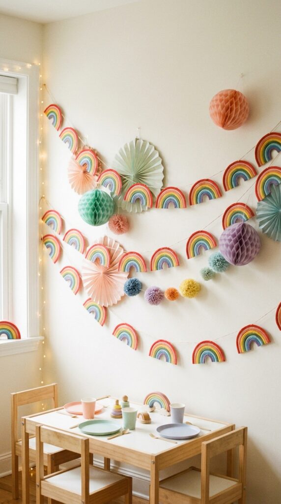 Rainbow garland decoration for kids party