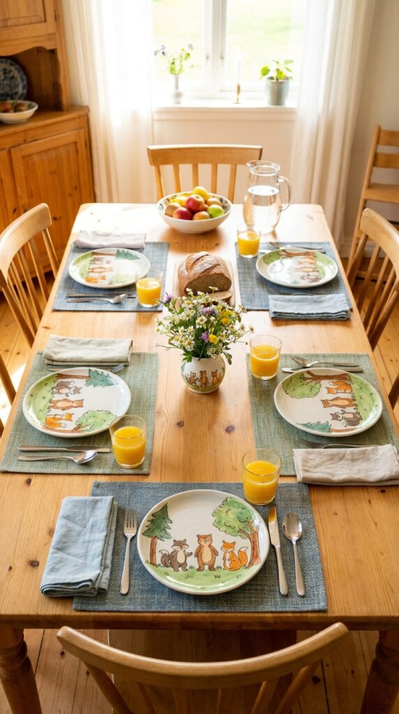 themed tableware birthday setup