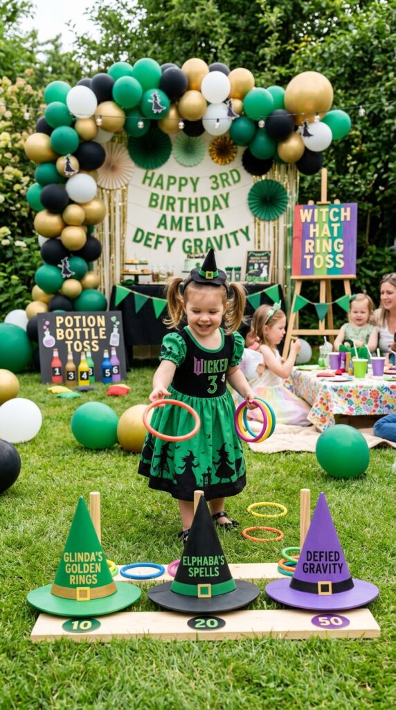 : Toddler Wicked birthday backyard games with playful decorations