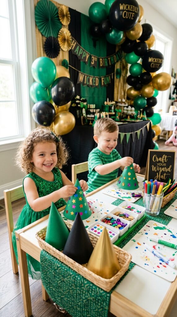 Toddler Wicked birthday wizard hat craft station