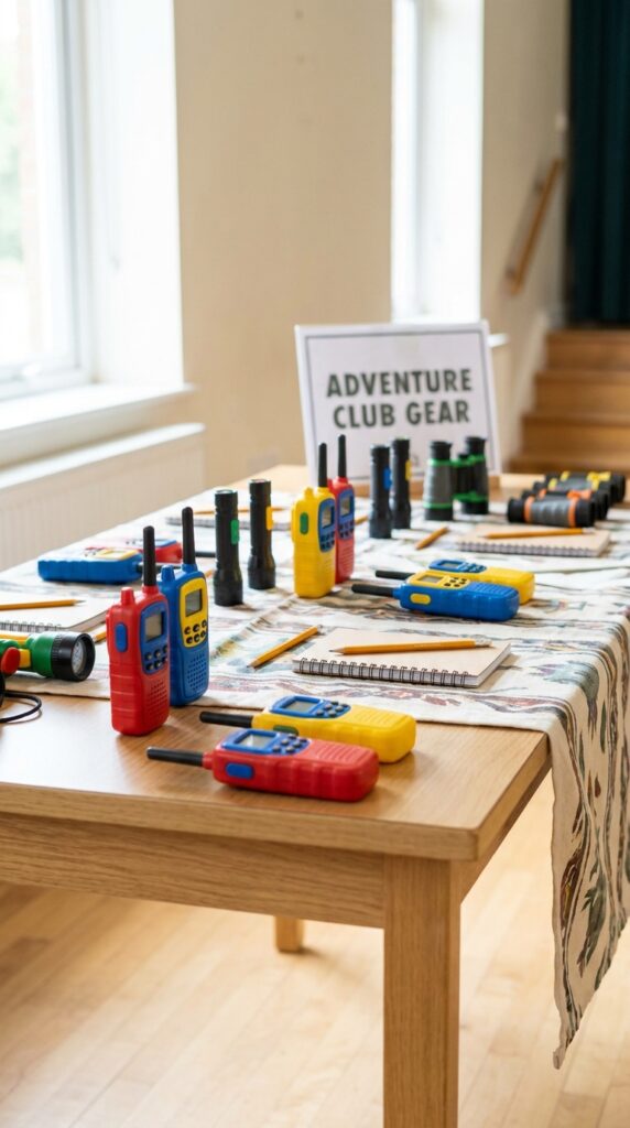 walkie talkie props table party setup
